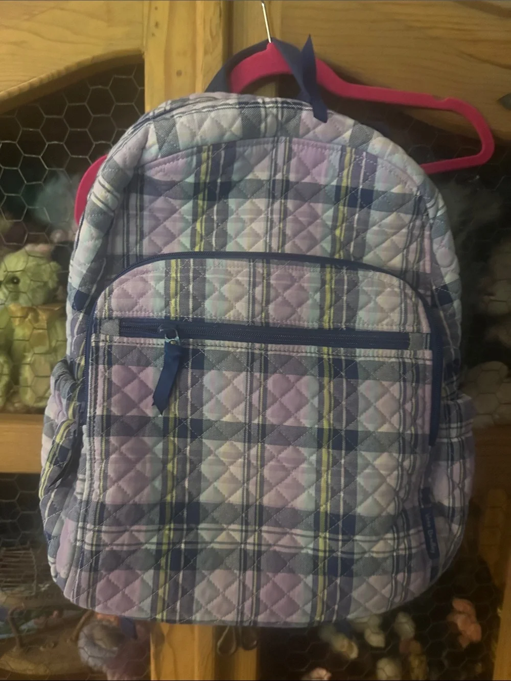 Vera Bradley Quilted Plaid Backpack - Lavender, Navy, Yellow